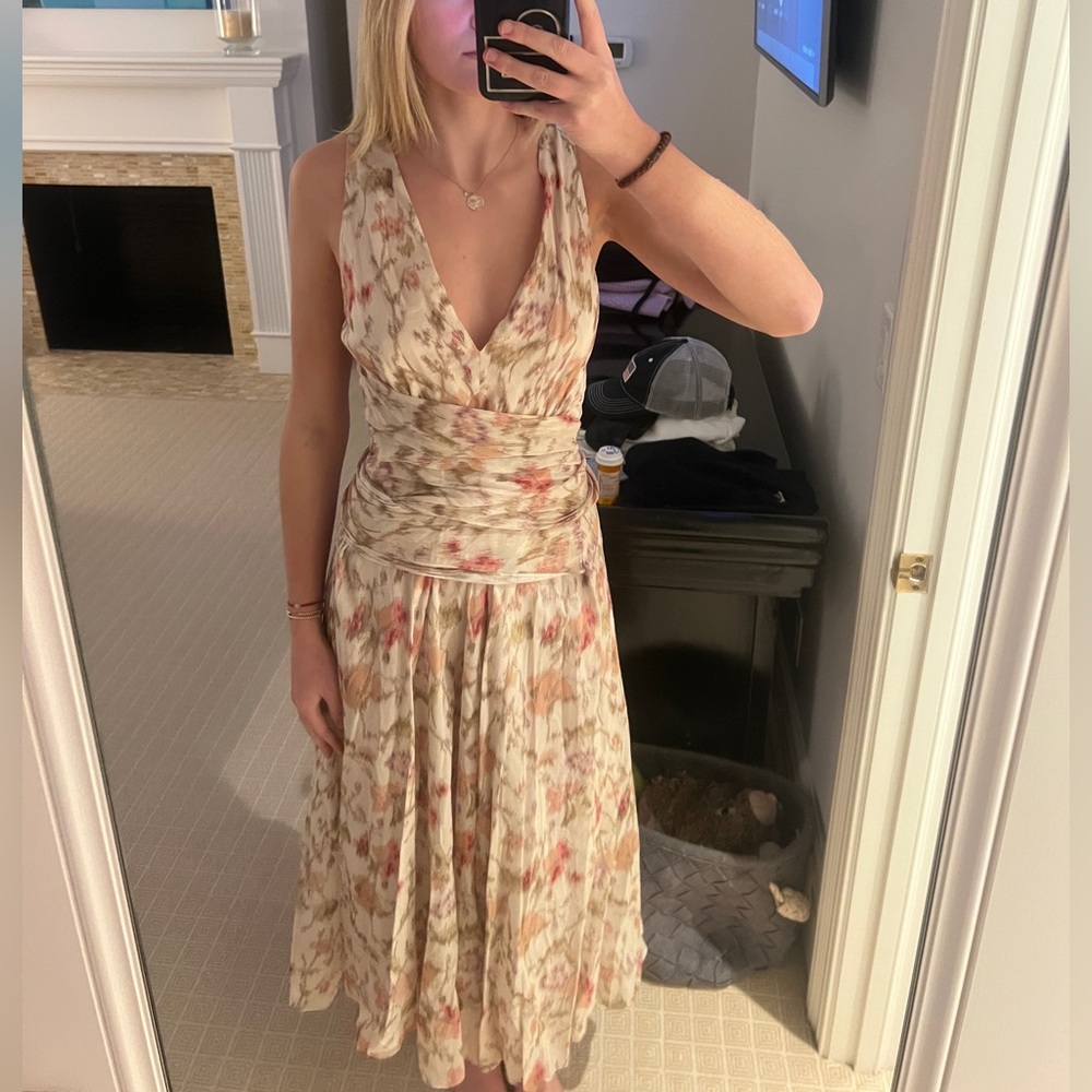 Rebecca Taylor Cream and Pink Maxi Dress